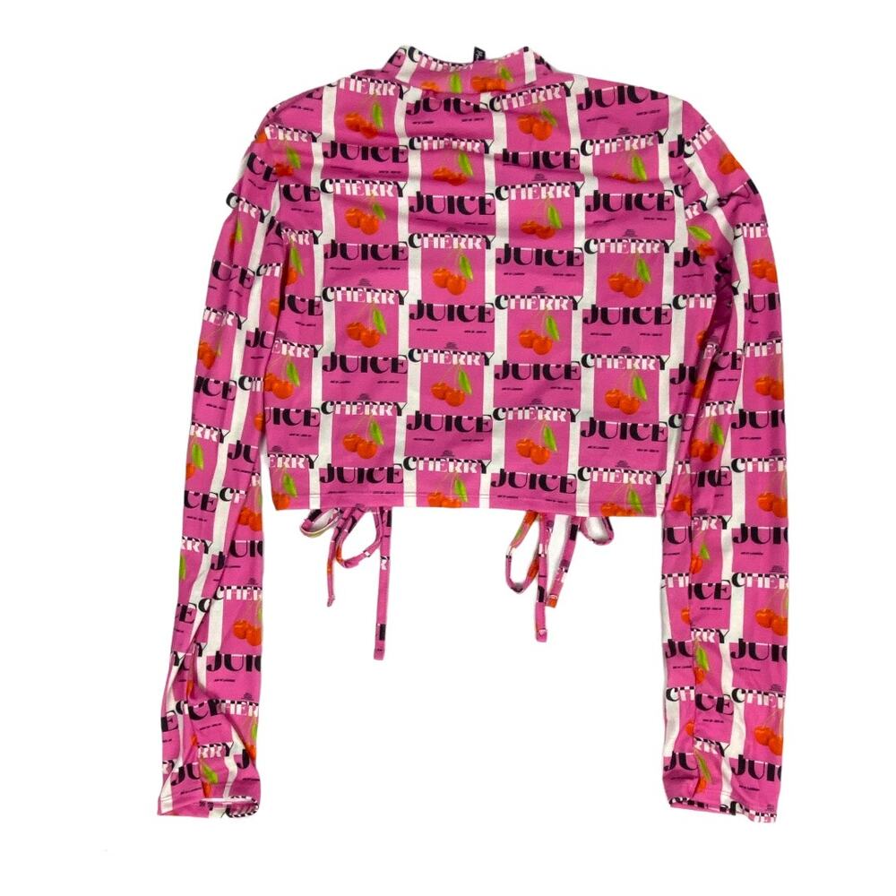 ASYOU ruched front asymmetric top in pink Juice print barbiecore Y2K size 10